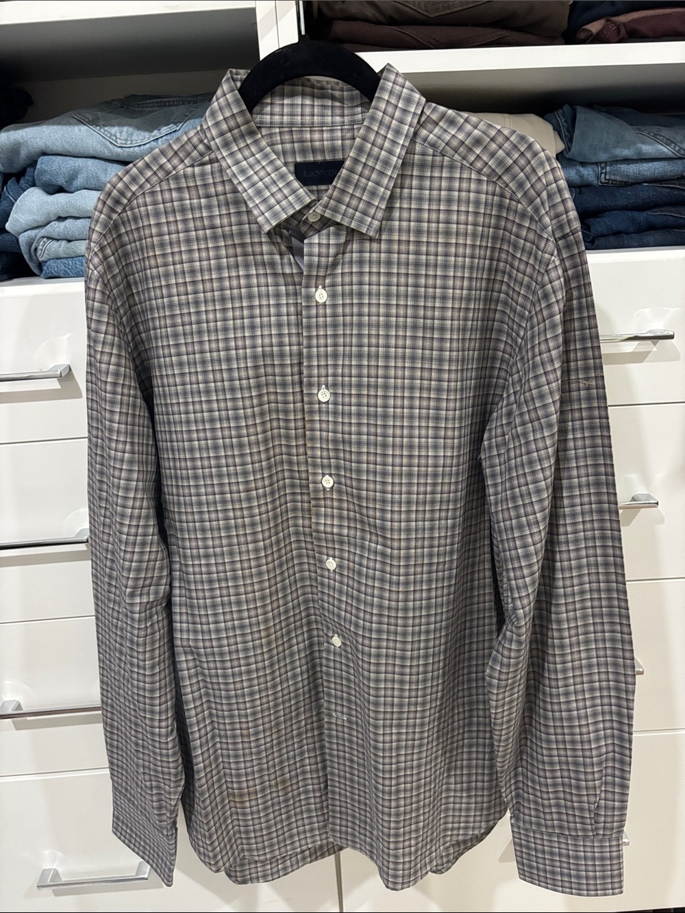 Lanvin Grey Plaid Button-Down Shirt - Men